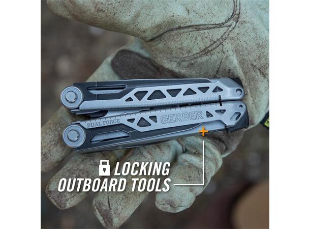 Gerber Dual Force Multiverktøy, 12 verktøy, vekt 340 gram 