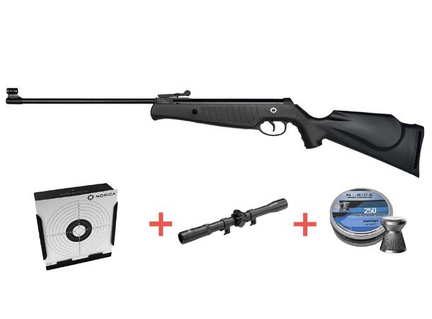 Norica Titan Junior Luftgevær Pakke Pakke med Kikkert, Kulefanger og Pellets 