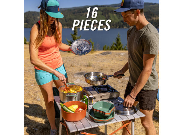 Gerber ComplEAT Matlagingssett 16 deler Sett med kjeler, panner og tallerkner 