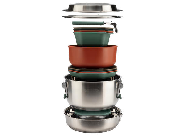 Gerber ComplEAT Matlagingssett 16 deler Sett med kjeler, panner og tallerkner 