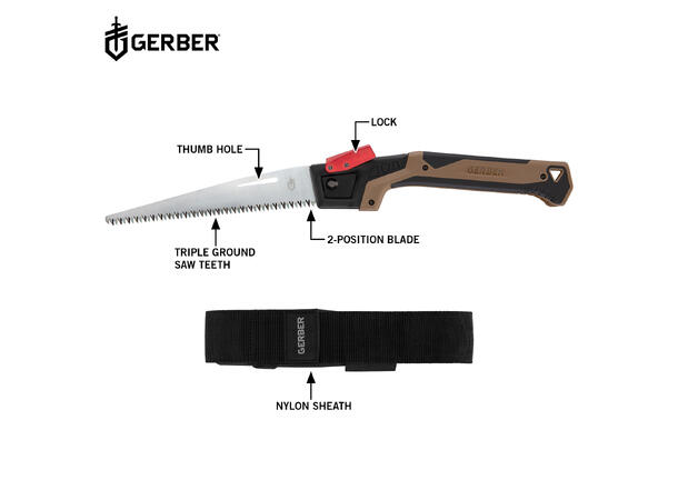 Gerber Bushcraft Saw Lett sammenleggbar sag med 20 cm blad 