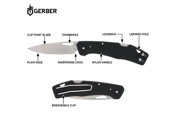 Gerber LST Black Foldekniv, 6,9 cm bladlengde 