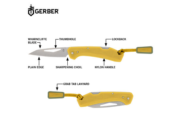 Gerber LST Mustard Yellow Foldekniv, 6,9 cm bladlengde 