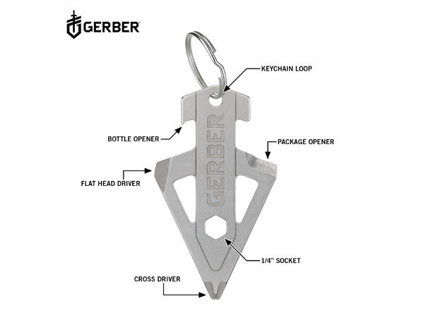 Gerber Keychain Broadhead Silver Nøkkelring med tre verktøy 