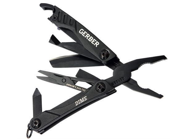 Gerber Dime Black Multiverktøy, 10 Verktøy, Vekt 62g 