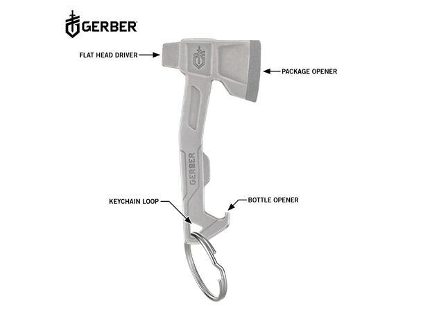 Gerber Keychain Hatchet Silver Nøkkelring med tre verktøy 