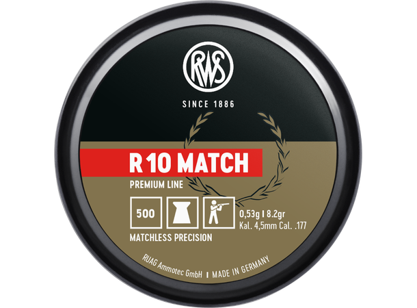 RWS Luftkuler Rifle 4,5mm R10 Match RWS Premium Line, 500stk, 0,53g/8,2gr 